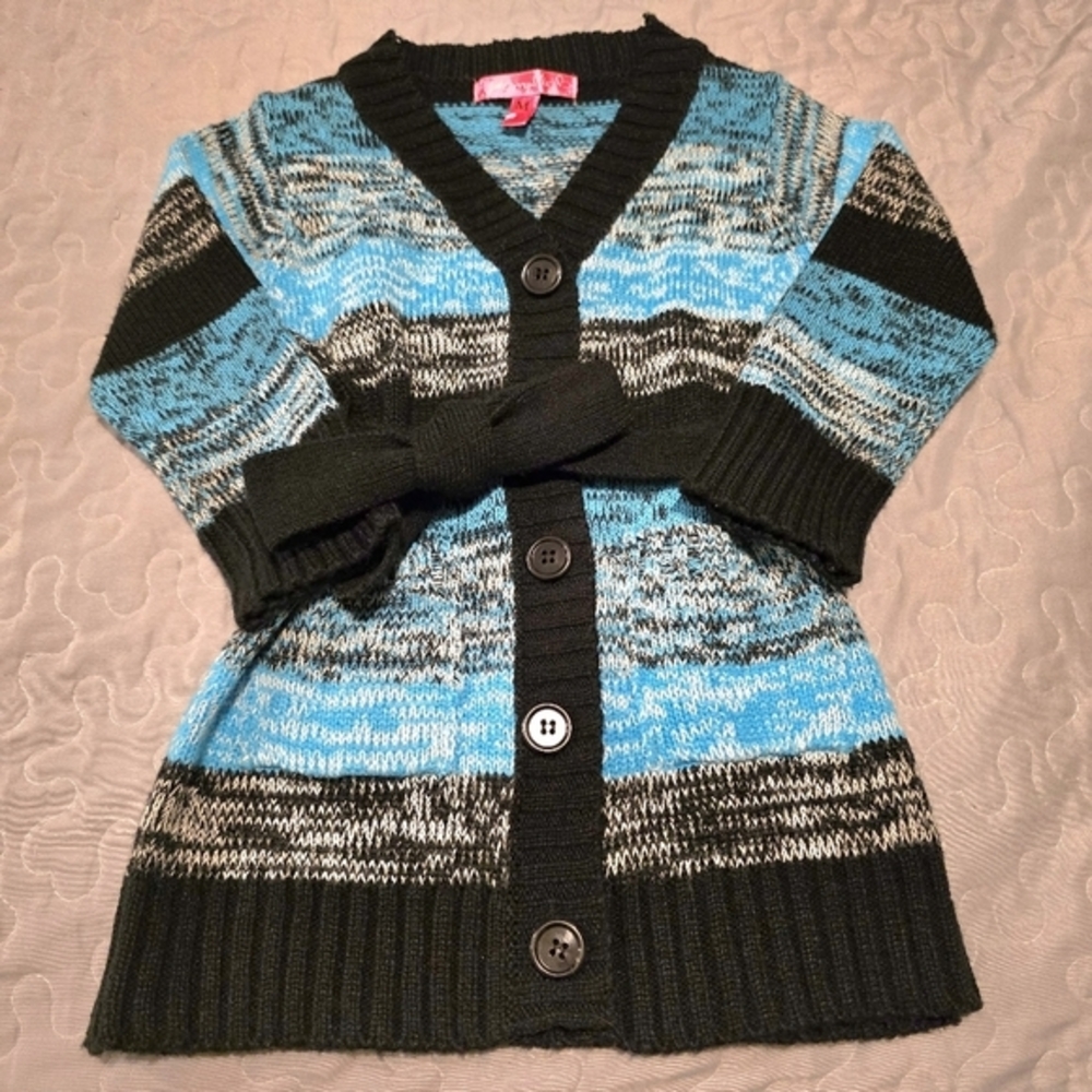 Cherry Stix Girl's‎ Cardigan Sweater Blue & Black Size Toddler 3T